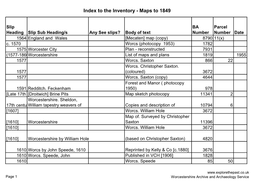 To the Inventory - Maps to 1849