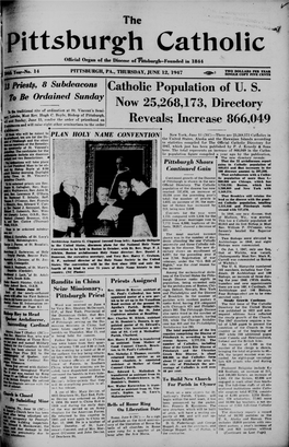 Catholic Population of U. S. Now 25,268,173, Directory Reveals