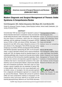 Modern Diagnosis and Surgical Management of Thoracic Outlet Syndrome: a Comprehensive Review