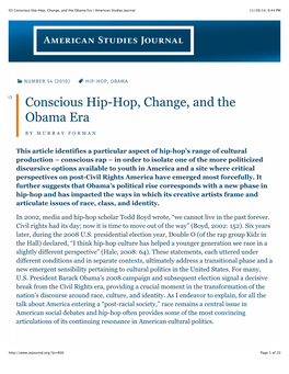 03 Conscious Hip-Hop, Change, and the Obama Era | American Studies Journal 11/29/14, 9:44 PM