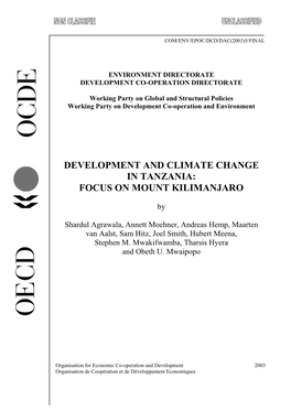 Development and Climate Change in Tanzania. Focus on Mount
