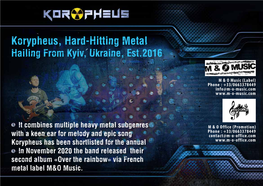 Korypheus, Hard-Hitting Metal Hailing from Kyiv, Ukraine, Est.2016