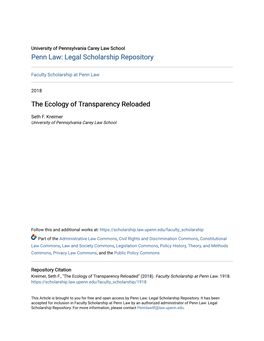 The Ecology of Transparency Reloaded