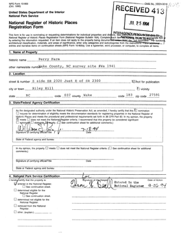 RECEIVED 413 National Park Service National Register of Historic Places Registration Form