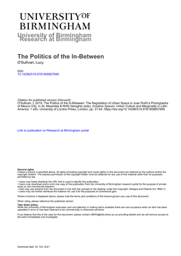 University of Birmingham the Politics of the In-Between