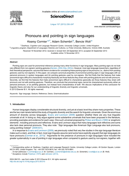 Pronouns and Pointing in Sign Languages