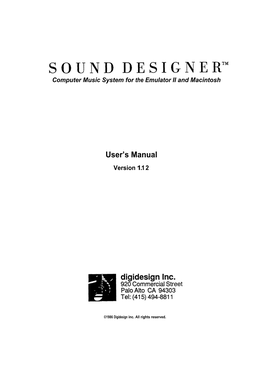 SOUNDDESIGNERTM Computer Music System for the Emulator II and Macintosh