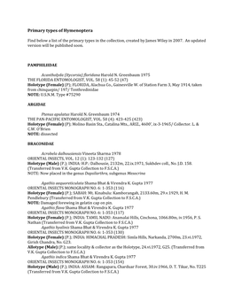 Primary Types of Hymenoptera