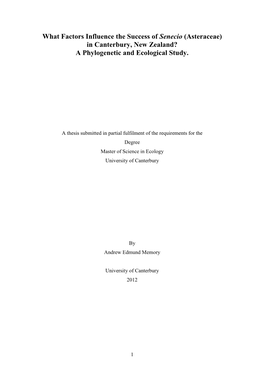 A Comparative Study of the Predictors Influencing Senecio Abundance