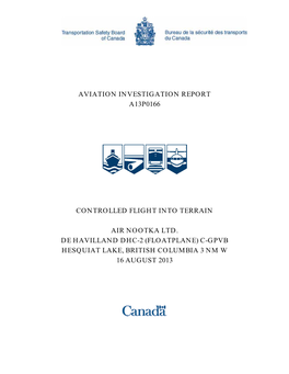 Aviation Investigation Report A13p0166