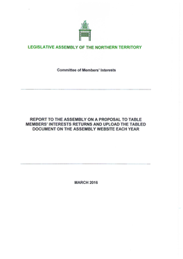 Report to the Assembly on a Proposal to Table Members' Interests Returns and Upload the Tabled Document on the Assembly Website Each Year