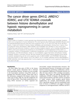 The Cancer Driver Genes IDH1/2, JARID1C/ KDM5C, And