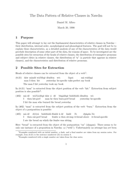 The Data Pattern of Relative Clauses in Nawdem