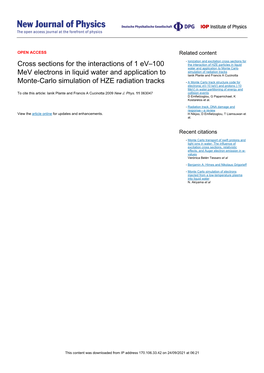 Cross Sections for the Interactions of 1 Ev–100 Mev Electrons in Liquid Water and Application to Monte-Carlo Simulation of HZE Radiation Tracks