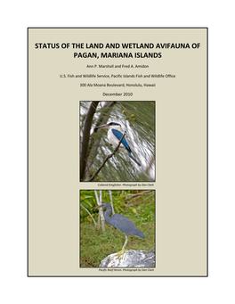 Status of the Land and Wetland Avifauna of Pagan, Mariana Islands