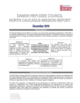 Mission Statement the Danish Refugee Council (DRC)