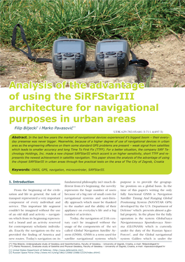 Analysis of the Advantage of Using the Sirfstariii Architecture for Navigational Purposes in Urban Areas