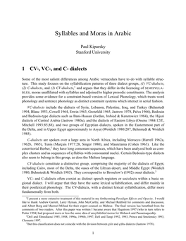 Syllables and Moras in Arabic