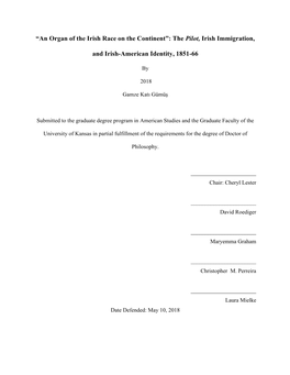 The Pilot, Irish Immigration, and Irish-American Identity, 1851-66