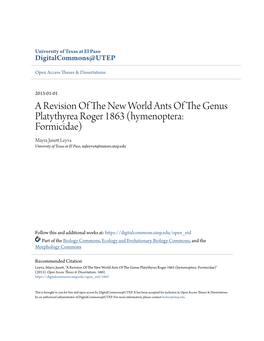 A Revision of the New World Ants of the Genus Platythyrea Roger 1863 (Hymenoptera: Formicidae)