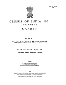 Village Survey Monographs, Village Magadi, No-12, Part VI, Vol-XI