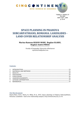 Space Planning in Prahova Subcarpathians, Romania