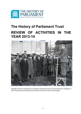 The History of Parliament Trust REVIEW of ACTIVITIES in the YEAR 2013-14