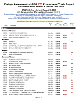 Vintage Assessments LCBO PT5 Promotional Trade Report