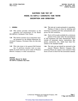 KS-15874-Ll CARDMATIC TUBE TESTER DESCRIPTIONAND OPERATION