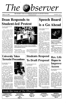 Dean Responds to Student-Led Protest Speech Board Is a Go Ahead