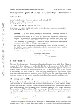 Erlangen Program at Large–1: Geometry of Invariants