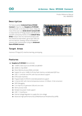 Datasheet Arduino® Nano RP2040