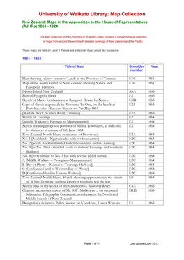 Map Collection New Zealand: Maps in the Appendices to the House of Representatives (Ajhrs) 1861 - 1924