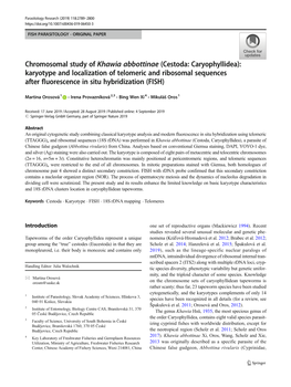 Cestoda: Caryophyllidea): Karyotype and Localization of Telomeric and Ribosomal Sequences After Fluorescence in Situ Hybridization (FISH)