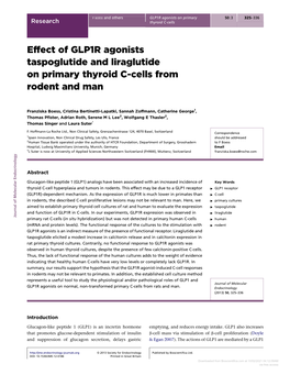 Effect of GLP1R Agonists Taspoglutide and Liraglutide on Primary Thyroid C-Cells from Rodent and Man