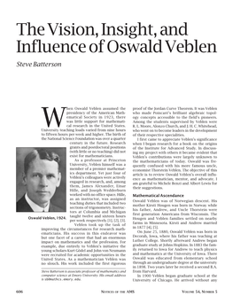 The Vision, Insight, and Influence of Oswald Veblen Steve Batterson