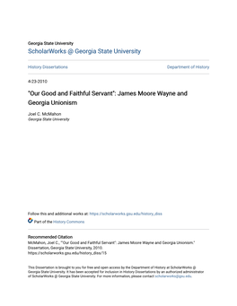 "Our Good and Faithful Servant": James Moore Wayne and Georgia Unionism