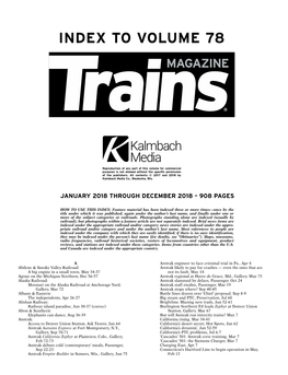 Trains 2018 Index