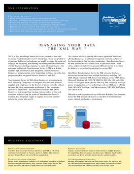 Managing Your Data the Xml Way.Tm