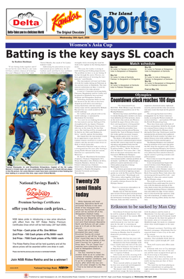 Batting Is the Key Says SL Coach