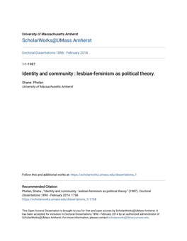 Lesbian-Feminism As Political Theory