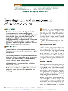 Investigation and Management of Ischemic Colitis