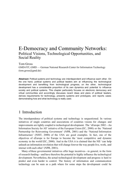 E-Democracy and Community Networks