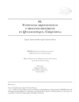 Evidencias Arqueológicas Y Procesos Históricos En Quezaltepeque, Chiquimula