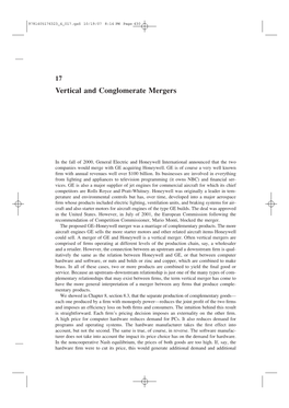 Vertical and Conglomerate Mergers