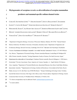 Phylogenomics of Scorpions Reveal a Co-Diversification of Scorpion Mammalian