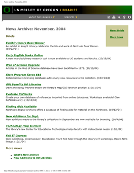 News Archive: November, 2004