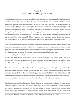 Chapter 12 Tests for Structural Change and Stability