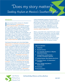 “Does My Story Matter?” Seeking Asylum at Mexico’S Southern Border