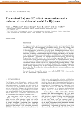 Star HD 87643 : Observations and a Radiation Driven Disk-Wind Model for B[E] Stars